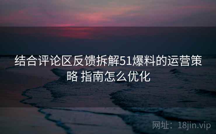 结合评论区反馈拆解51爆料的运营策略 指南怎么优化